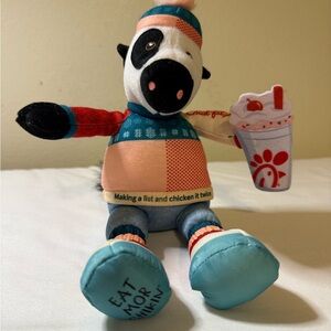 Chick-fil-A Cow Stuffed Animal with Red and Blue Outfit